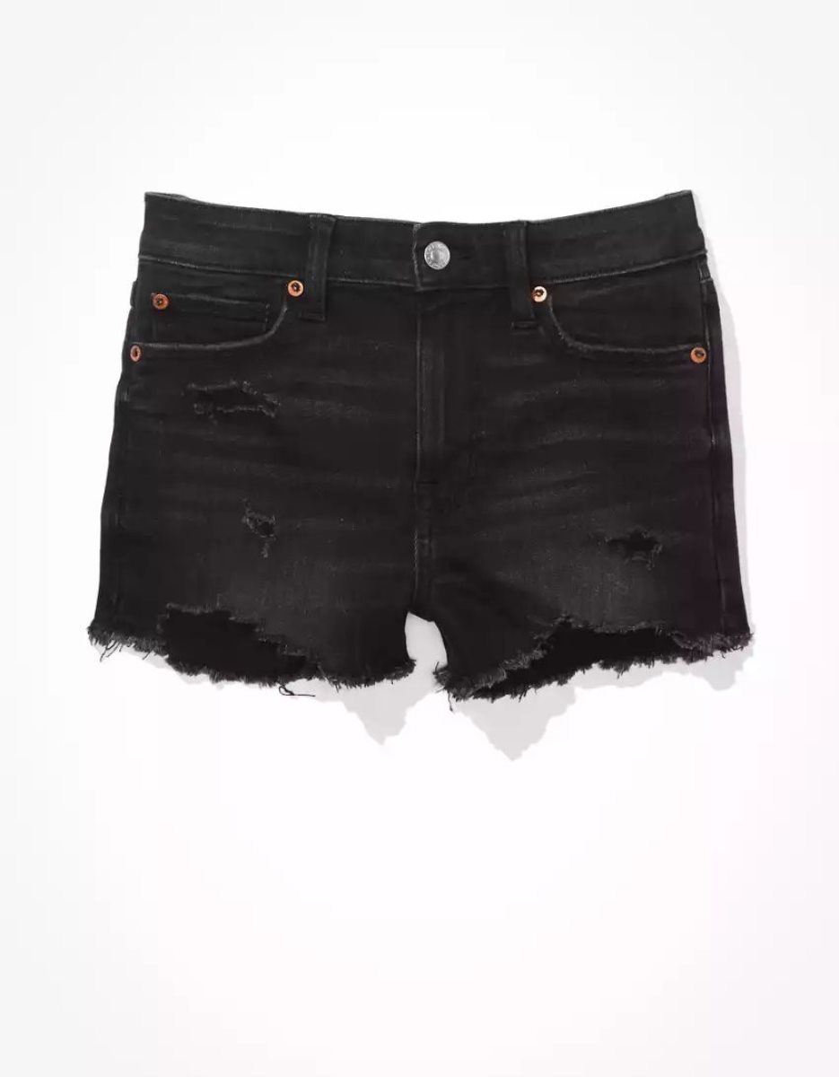 Shorts American Eagle AE Ne(x)t Level High-Waisted Denim Noir Femme | CHI-37124603